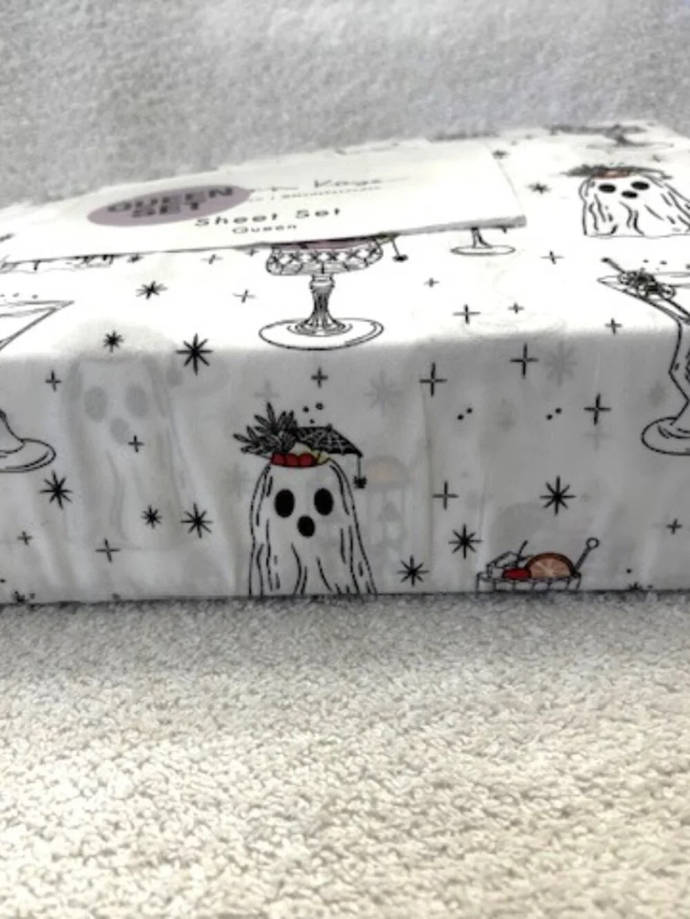 London Kaye Halloween Themed Queen Sheet Set NWT
